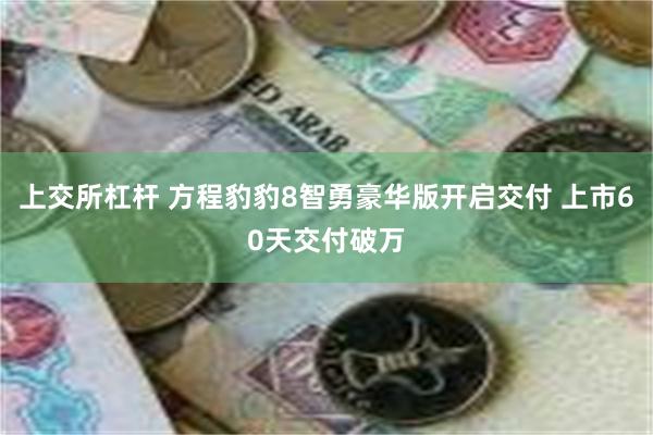 上交所杠杆 方程豹豹8智勇豪华版开启交付 上市60天交付破万
