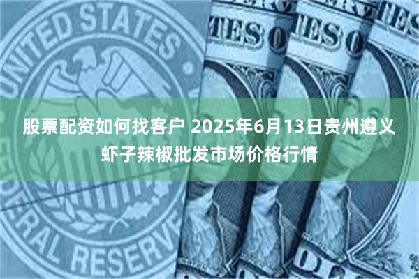 股票配资如何找客户 2025年6月13日贵州遵义虾子辣椒批发市场价格行情