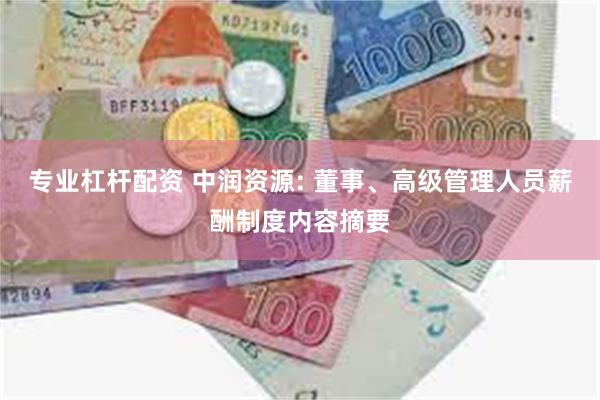 专业杠杆配资 中润资源: 董事、高级管理人员薪酬制度内容摘要